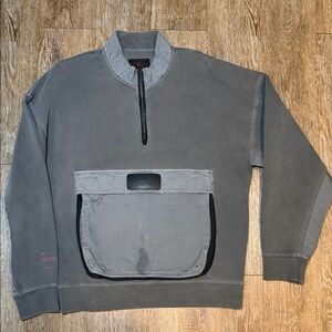 Jordan Brand PullOver Quarter Zip Gray Men's Sweater With Front Pocket